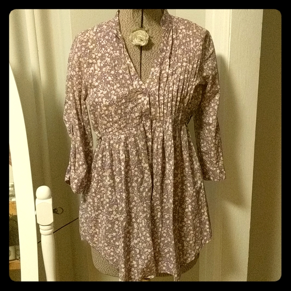 Lavender Floral Print Blouse